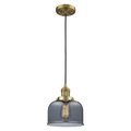 Innovations Lighting Large Bell Vintage Dimmable Led 12" Brushed Brass Mini Pendant With Smoked Glass 201C-BB-G73-L-LED